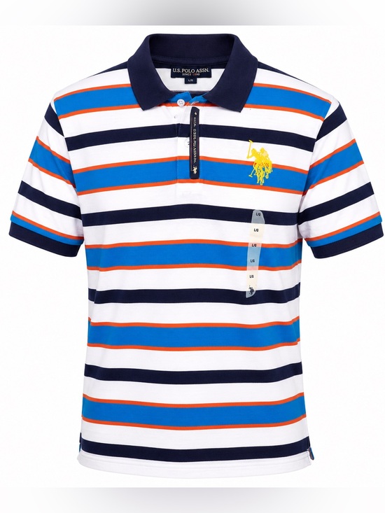 U.S. Polo Assn. Other - U.S. Polo Assn. Boy's XL 18/20 NWT Striped Polo Shirt Orange Blue White Logo